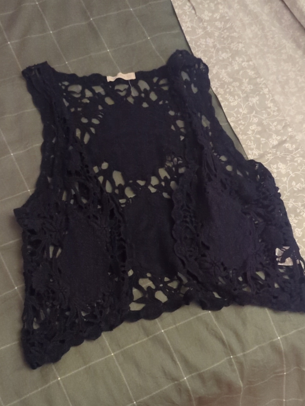 Navy Crochet Vest